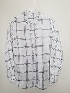H&M Women's Long Sleeve Full Button Down Plaid Collared Shirt Size 4